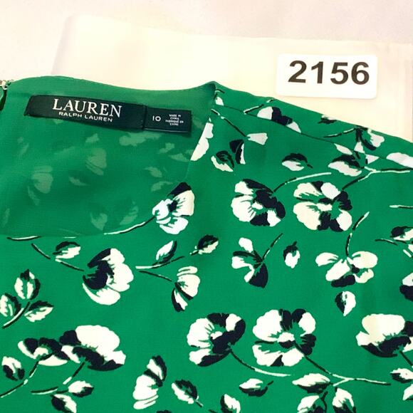Lauren Ralph Lauren Womens Floral Georgette Dress Sz 10 Cap Sleeve *BELT MISSING - Picture 15 of 15
